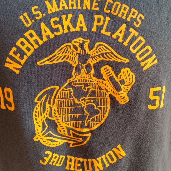 Single Stitch Vintage Men's T-shirt Large 80's Nebraska Marines Platoon Reunion - Picture 6 of 11